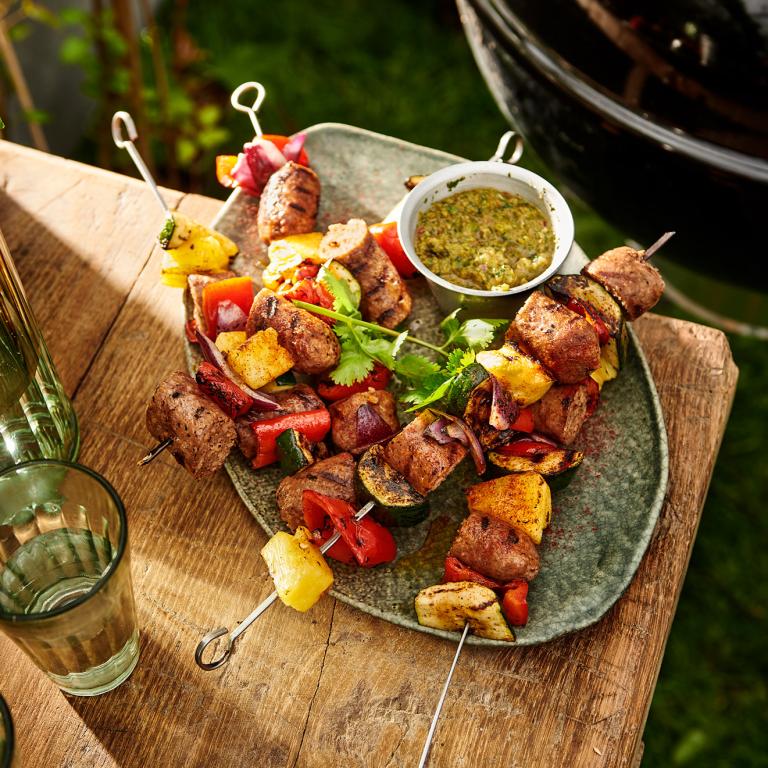 Sensational BBQ Sausage Pineapple Skewers BBQ Sausage Pineapple Skewers